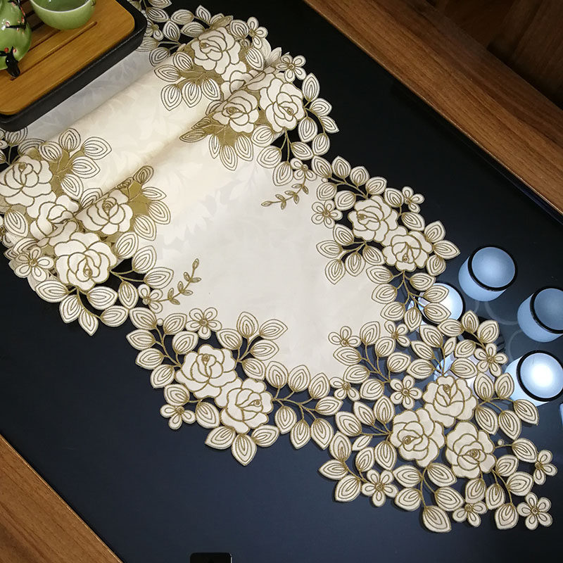 中式欧式高档布j艺刺绣桌布茶几巾桌旗电视柜餐边柜盖巾实木桌旗
