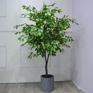 仿真绿植假榕树大型n仿真榕树酒店客厅落地花艺布景装饰木树干定
