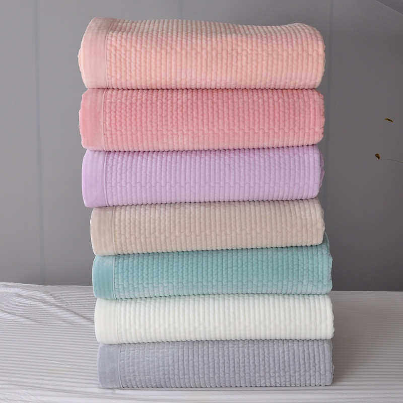 特价促销韩式素色短毛绒绗缝夹棉水洗毯子绒毯一面绒一面纯棉床盖