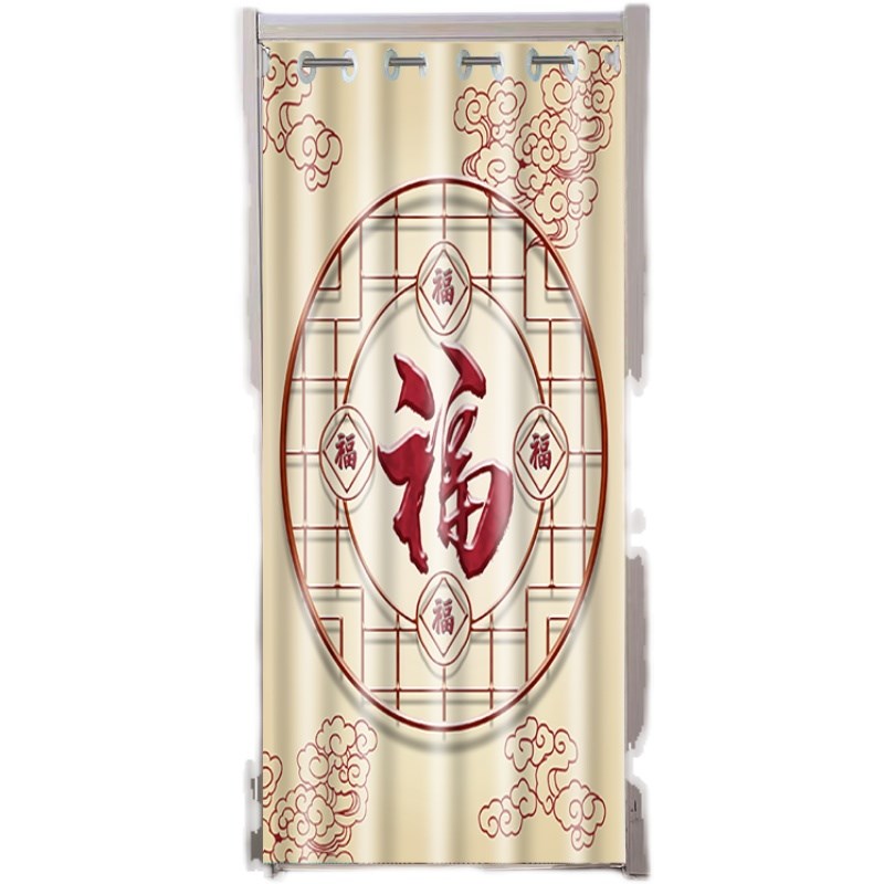 免打孔门帘风h景画隔断帘遮挡风布艺客厅卧室试衣间厨房卫生间帘