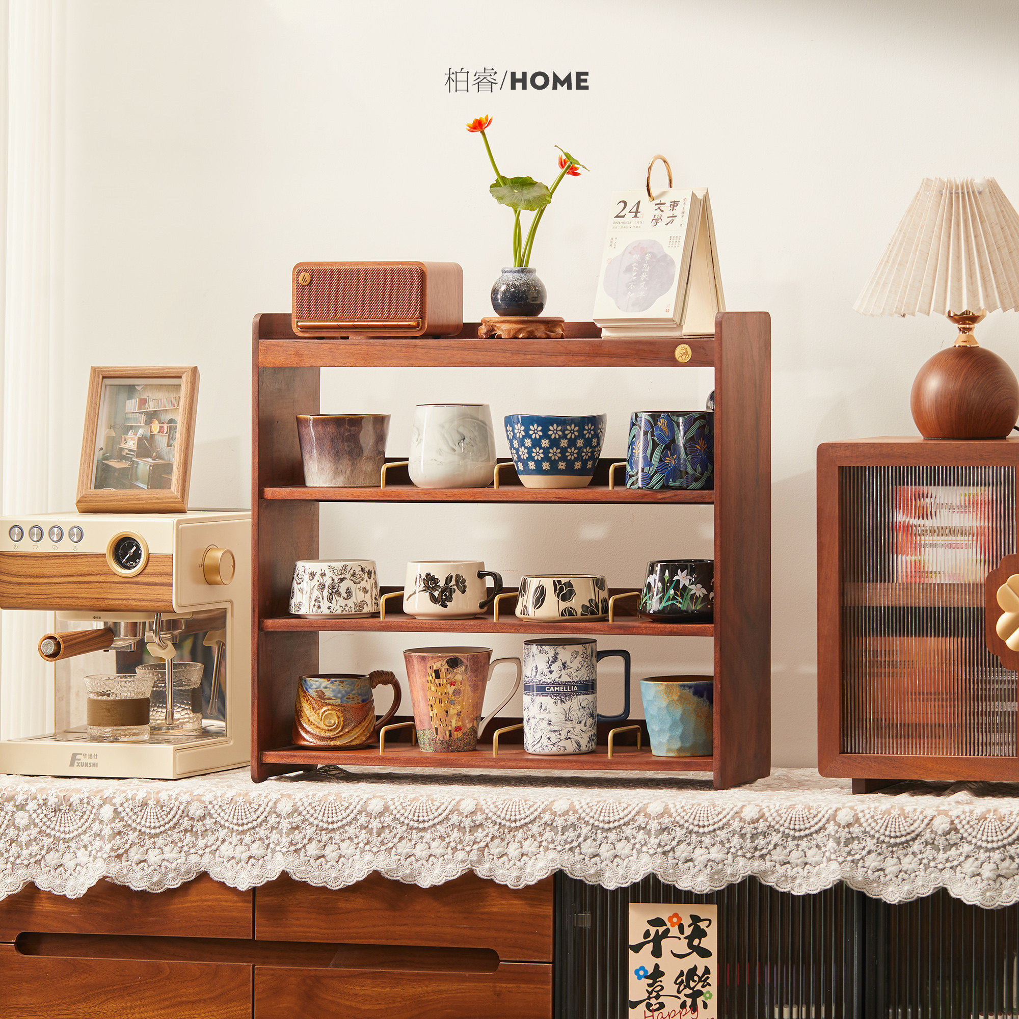 实木多层杯架轻奢风桌面置物架核桃木樱桃木咖啡杯香水收纳架,家庭/个人清洁工具,杯架,淘宝优惠券,粉丝福利购,淘宝优惠卷