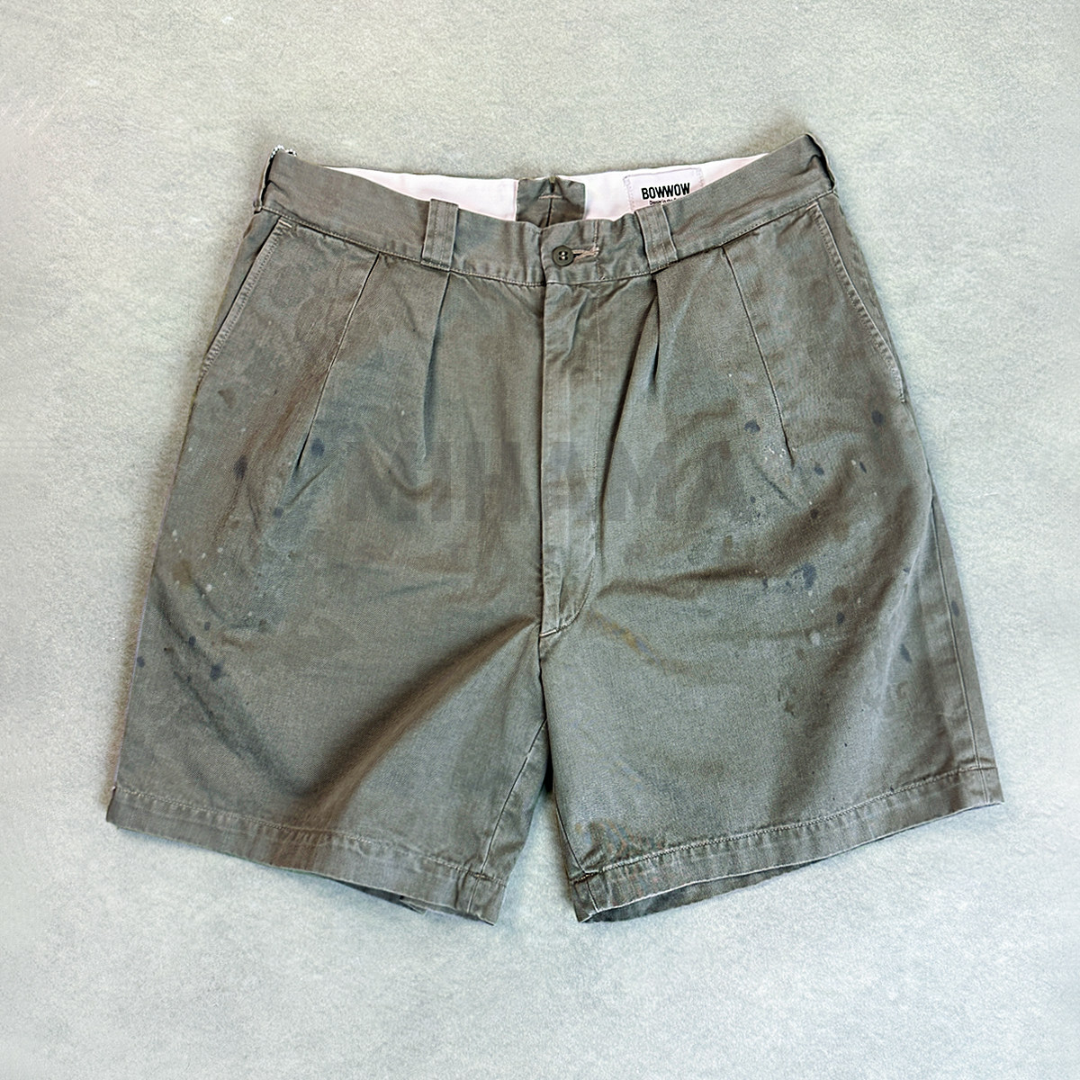 现货 BOWWOW US ARMY CHINO SHORTS日产水洗做旧泼墨工装短裤26SS