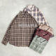 宽松休闲衬衫 现货 25AW SHIRT 复古水洗法兰绒格子长袖 FADE
