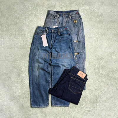 ANACHRONORM格纹破坏牛仔裤