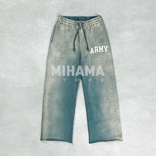 现货 BOWWOW ARMY SWEAT PANTS AGED水洗做旧泼墨抽绳卫裤 25AW