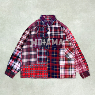 现货 Needles Flannel Shirt 日产拼接拉链复古格纹解构衬衫 25AW
