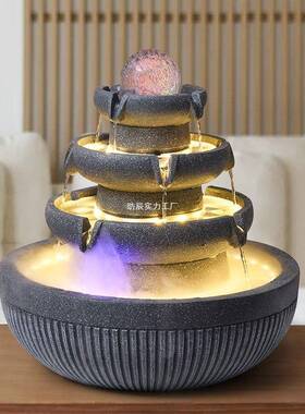 风生水起现代流水摆件循环水小型喷泉凤水球O办公室八方来财风水