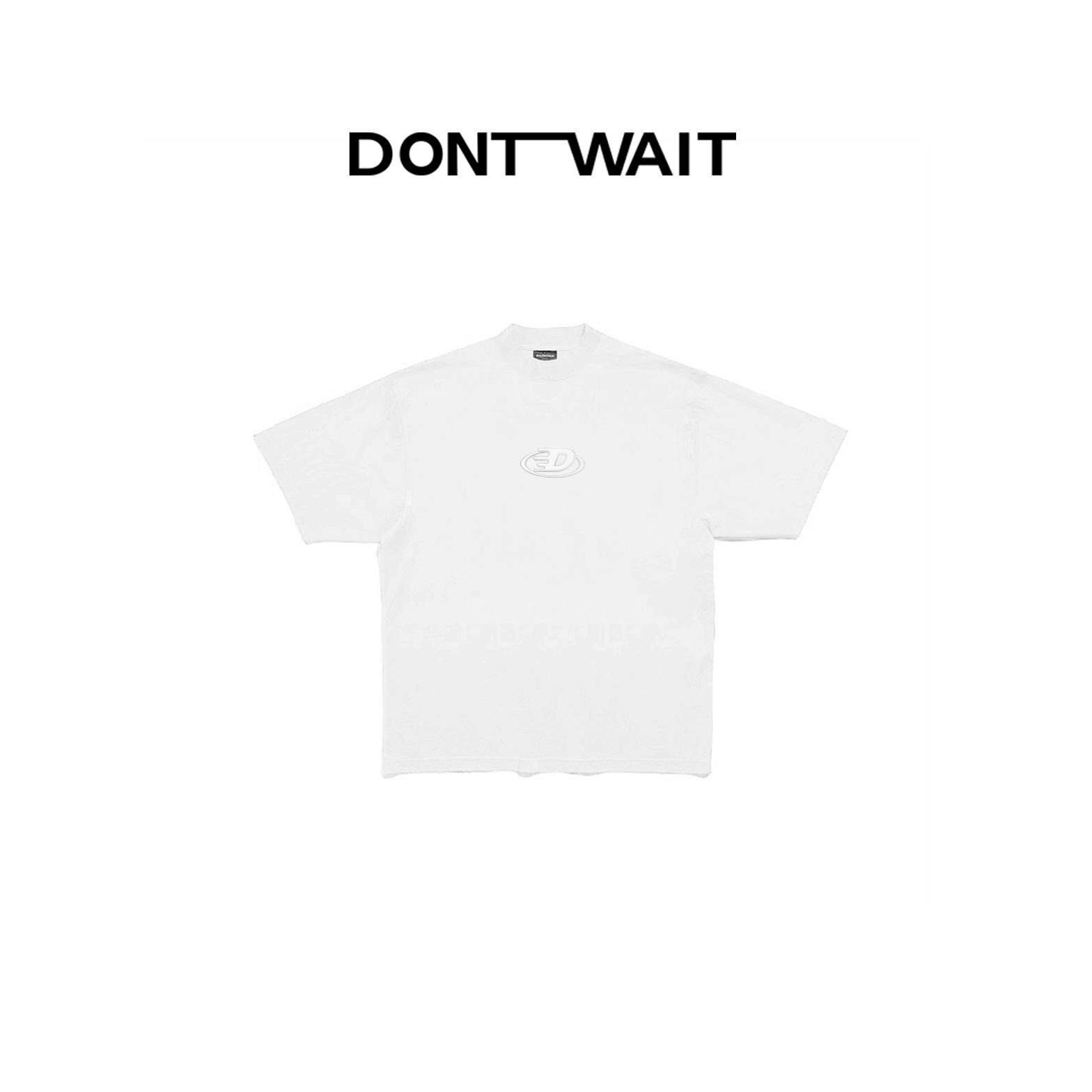 DONTWAIT时髦经典3Dlogo重磅宽松短袖T恤男女
