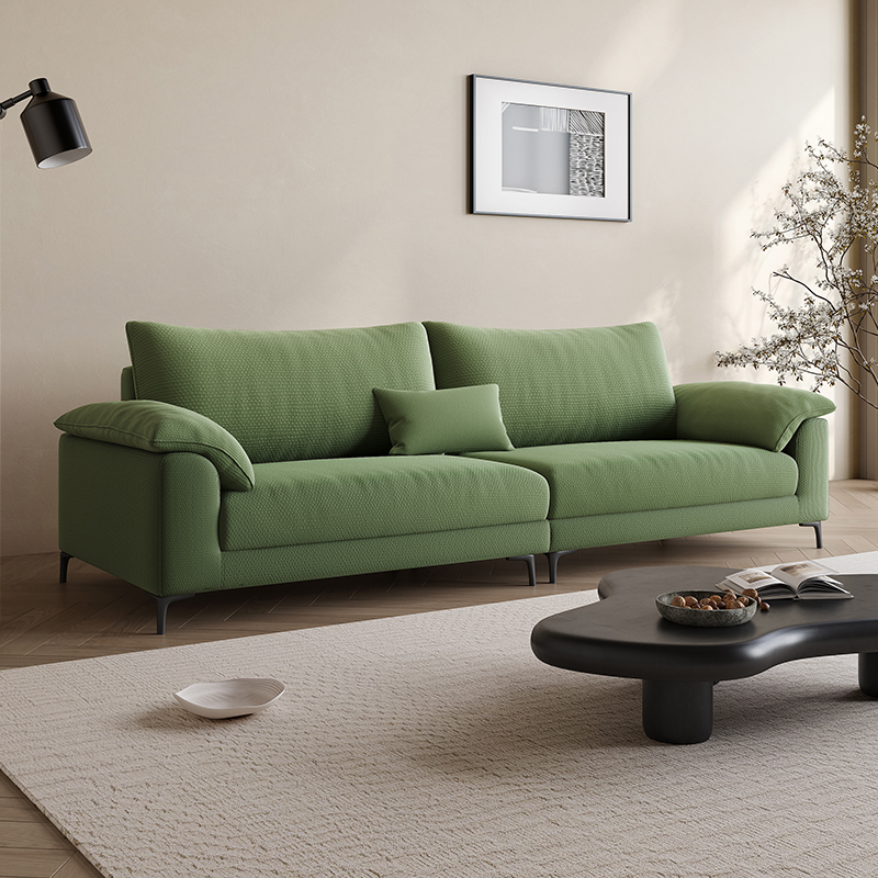 可拆洗棉麻布艺沙发绿色
