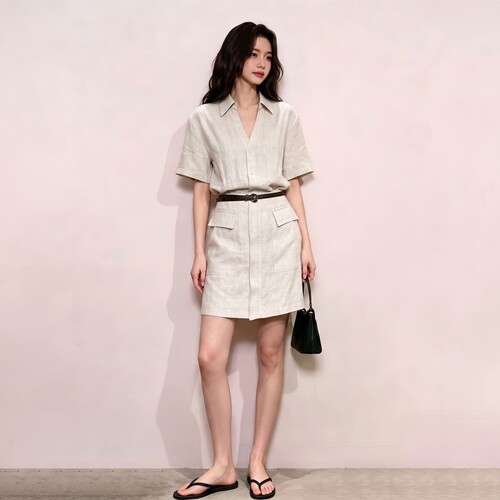 高端老钱风穿搭棉麻套装女夏高级感时尚通勤亚麻衬衫半身裙两件套