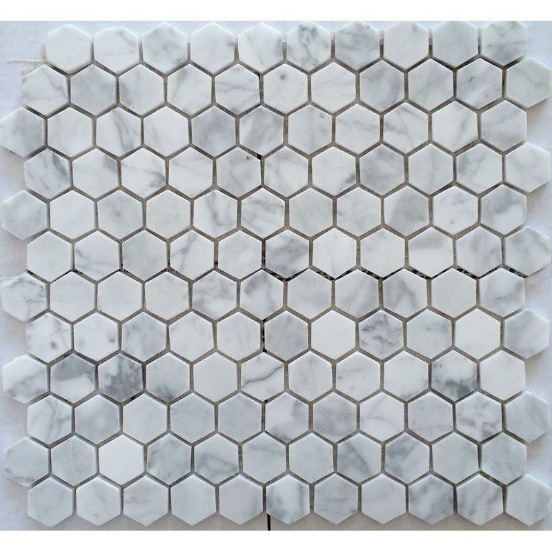 大理石白色六边形马赛克墙贴地砖石材卡拉拉白水池背景墙浴室吧台