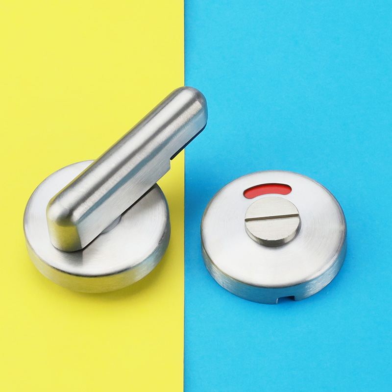 公共卫生间隔断五金配件304精铸不锈钢有无人指示锁厕所门锁 卡扣