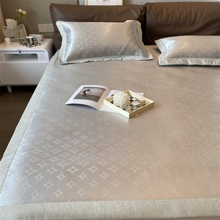 夏季 冰丝席三件套可水洗机洗空调凉席提花软席子 凉感A类床笠款