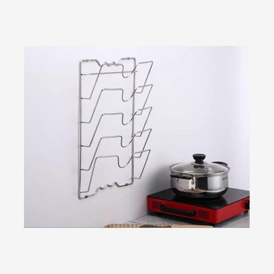 上墙锅盖架挂壁式悬挂式厨房用品壁挂粘板收纳置物架不锈钢多层锅