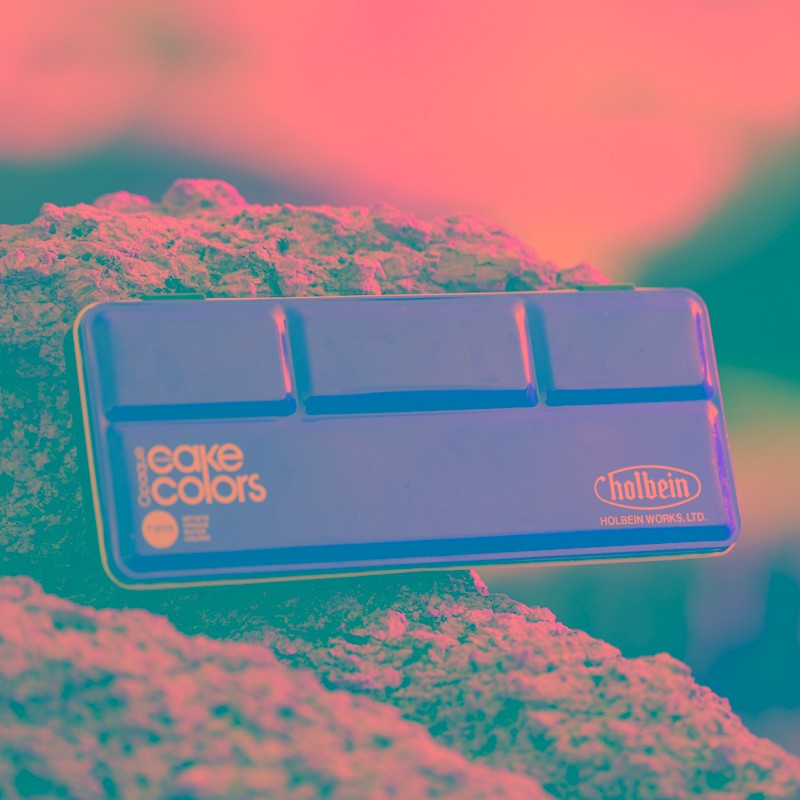 颜值荷尔拜因HB12色24色圆盘红盒不透明蛋糕彩固体水彩颜料红铁盒