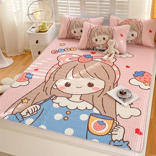 夏季冰丝乳胶凉席三件套床笠款宿舍学生单人家用折叠可水洗空调席