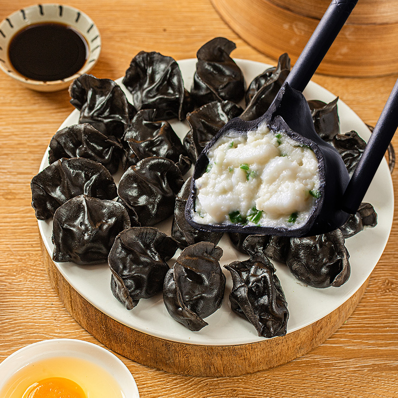 海鲜水饺墨鱼水饺手工包制