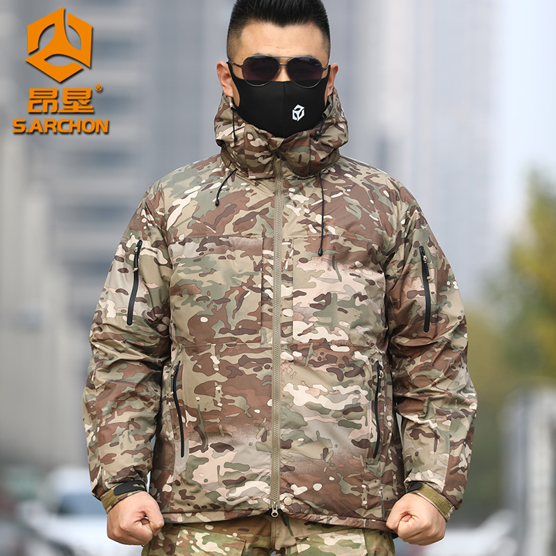 昂垦户外石墨烯战术棉服冬季加厚保暖男冲锋衣轻量连帽多口袋外套