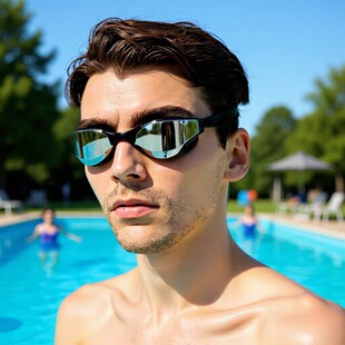 高端定制成人游泳比赛竞速泳镜电镀款 备 防雾硅胶舒适头带游泳装