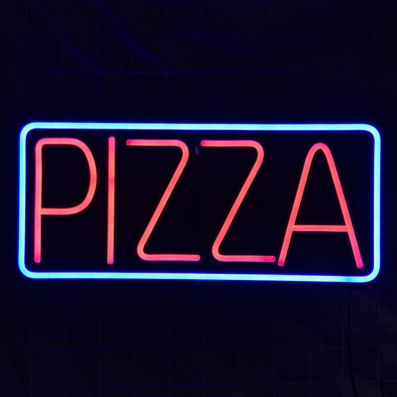 跨境货源LED霓虹灯PIZZA招牌标志灯披萨广告牌发光字批发墙挂装饰