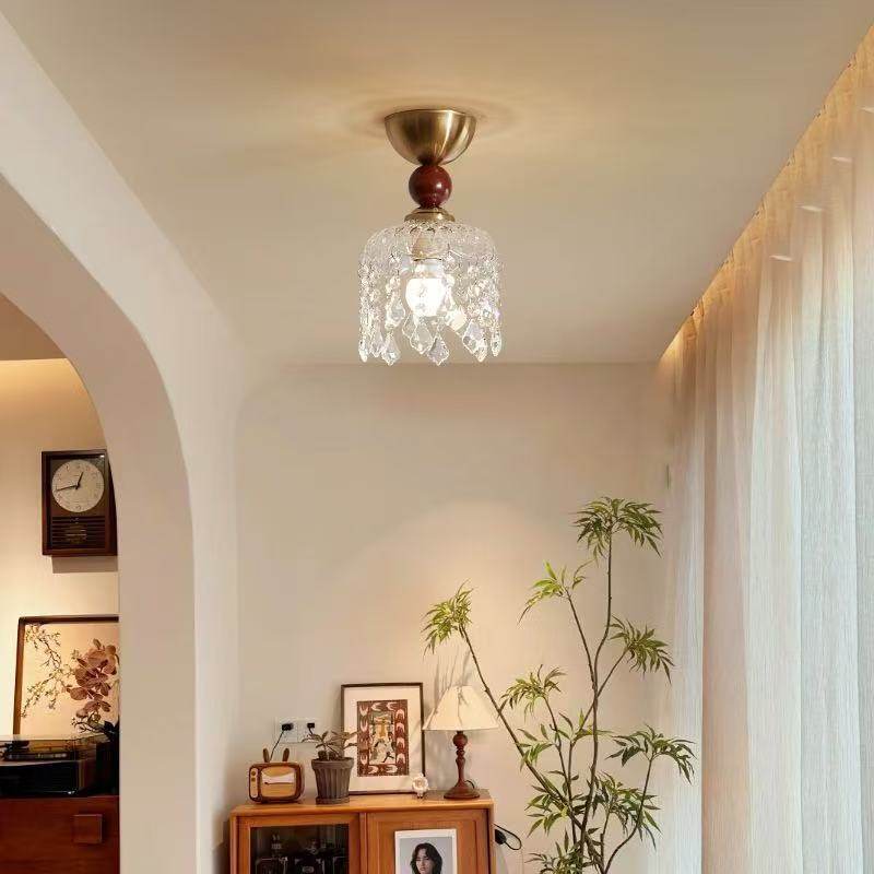 法式复古入户玄关过道吸顶灯中古风玻璃个性温馨网红衣帽间阳台灯