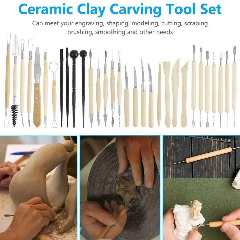Sculpting set 陶泥工具51件套陶艺石塑粘土工具实心丸棒雕刻刀