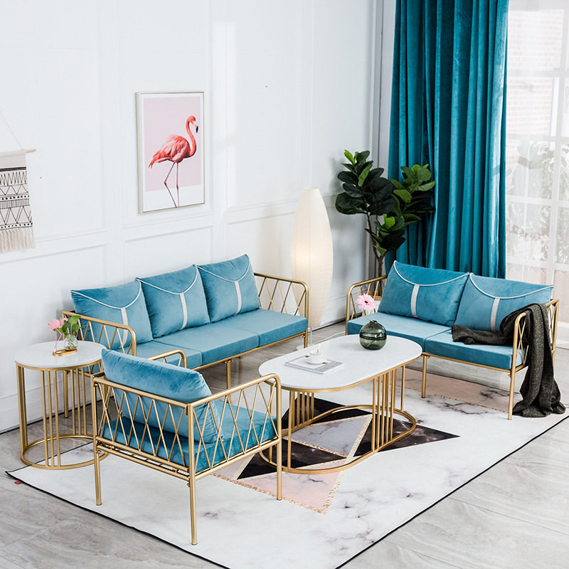 后现代家具北欧简约铁艺沙发椅子网红ins服装店铺工作室茶几组合