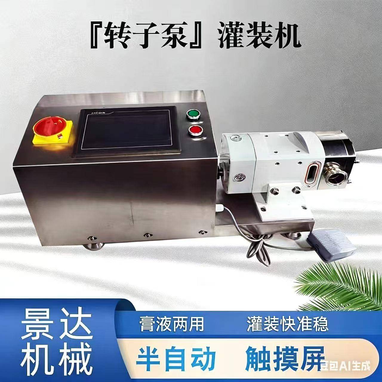 转子泵灌装机辣椒酱肉酱糖蜜膏体液体半自动触摸屏私服电机计量泵