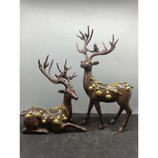 古玩仿古铜摆件古玩铜器鹿做工精致造型雅致古色古香