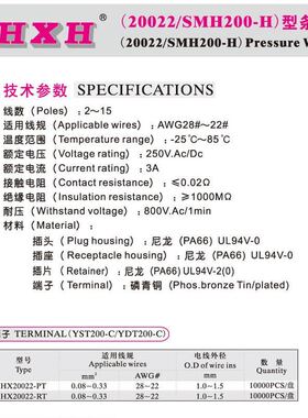 SMH200-H替代然湖HX20022间距2.0公母对接连接器线对线线对板插件