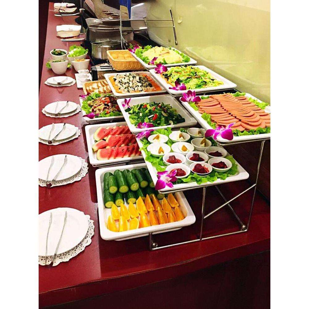 三层多层食物水果点心蛋糕拼盘仿瓷密胺自助餐托盘展示架透明翻盖