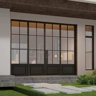 法式复古老钢门四扇对开阳台室外双开门不锈钢门铁艺门庭院门店铺