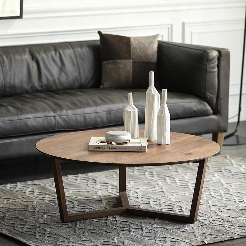 北欧白蜡木圆形茶几家用客厅沙发小圆桌卧室阳台简约实木小桌子