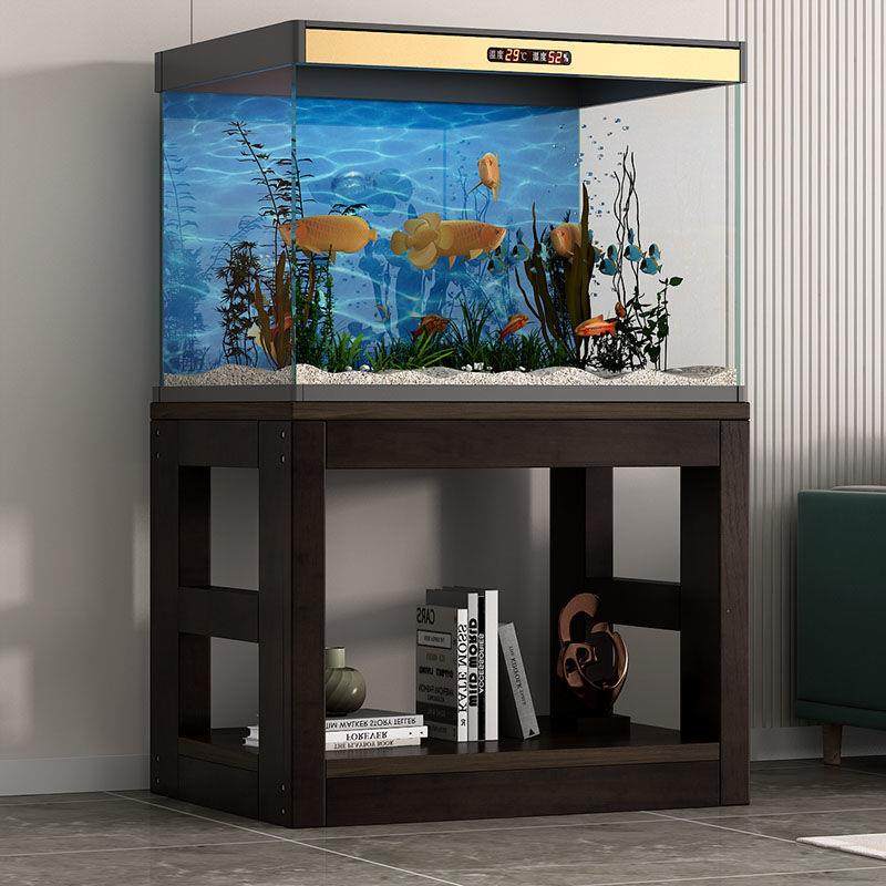 实木鱼缸底柜客厅置物架简约现代鱼缸草缸乌龟架子隔断鱼缸客厅新
