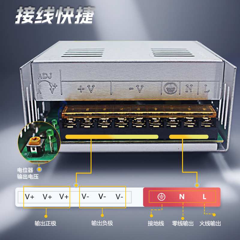 AC220V转12V变压器 DC12V400W监控开关电源 LED灯条灯带电源