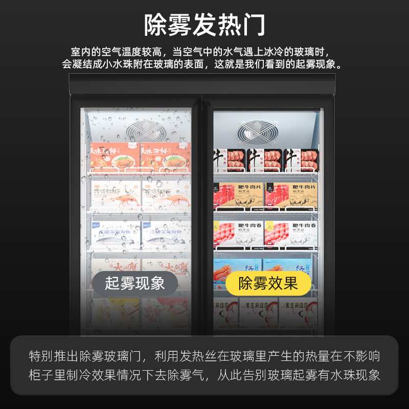 立式冷冻展示柜速冻食品海鲜肉类速冻柜大容量冰柜商用超市冷柜
