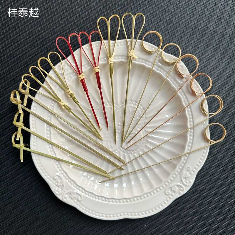 汉堡固定竹签品竹签花结串打结签竹子水果签汉堡签冷餐会装饰插