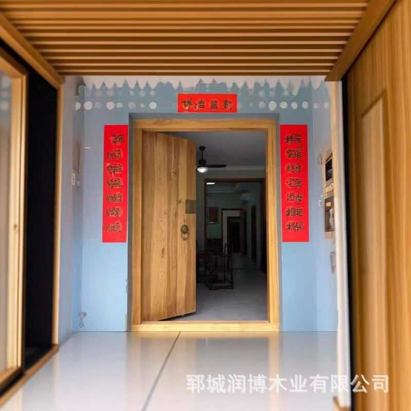 实木大门双开进门户外门新中式仿古老榆木别墅大门庭院门