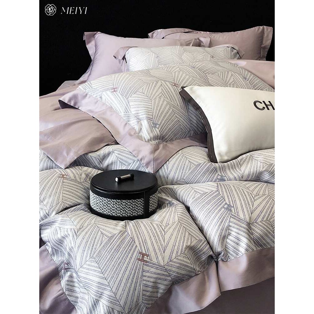 家纺数码印花100S天丝棉床单四件套透气裸睡被套轻奢床上用品