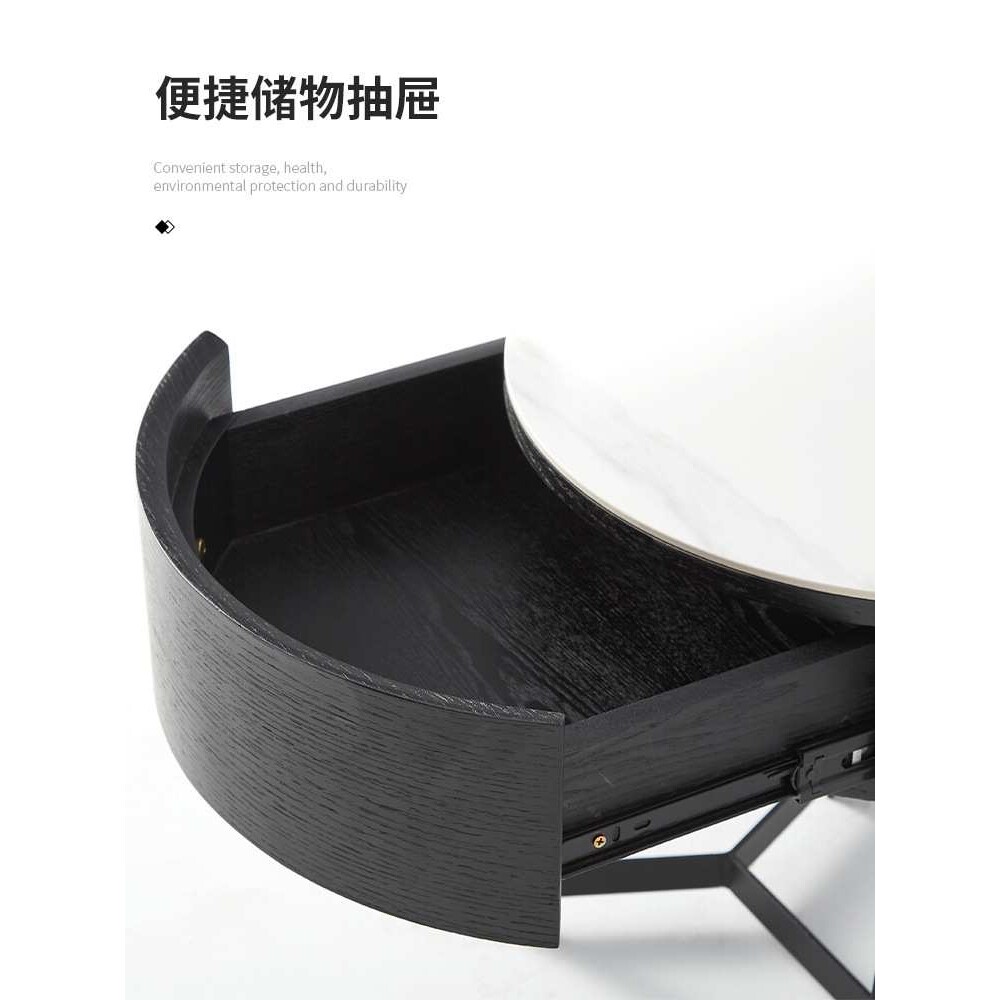 意式设计师风格圆形岩板床头柜北欧网红房间极简储物柜家用置物柜
