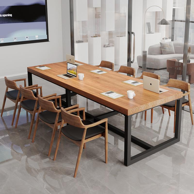实木桌长桌loft会议桌椅组合台式电脑书桌办公桌现代简约洽谈桌子