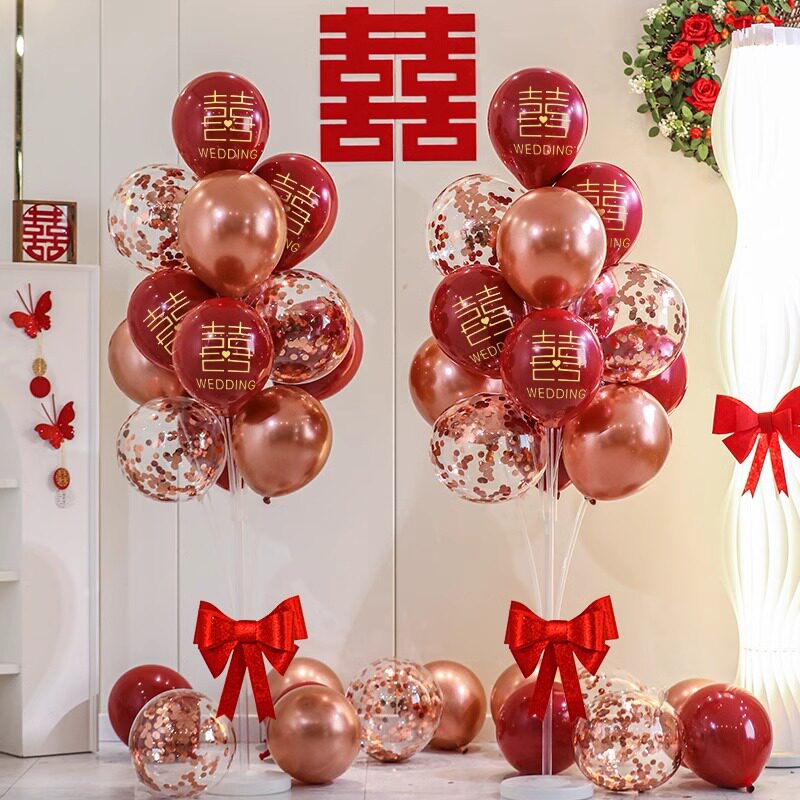 结婚布置气球地飘立柱女