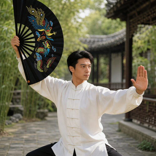 竹制太极功夫扇武术表演训练道具