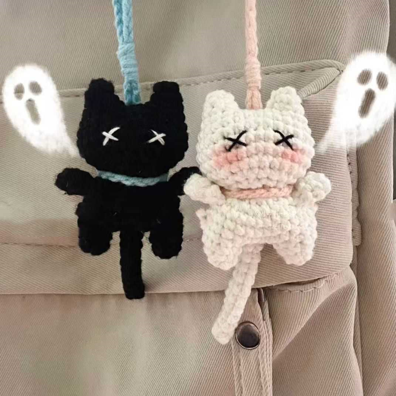 钩织毛线牛马小猫打工咪猫diy可爱玩偶编织自制材料情侣钥匙扣