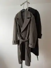 Coffee Autonomous Le25Fw Felt Wool Alpaca Blend Double-Breasted Long Coat