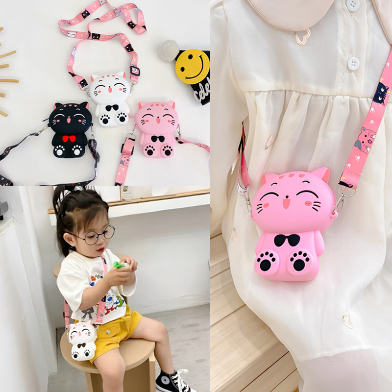 婴幼儿洋气小猫咪斜挎包可爱小男童女孩礼物时尚公主宝宝零钱腰包