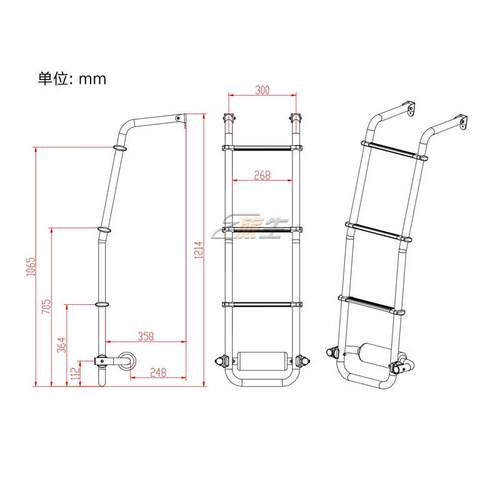 宿营车侧爬梯 房车床车侧爬梯 侧梯子车顶爬梯房车改装配件