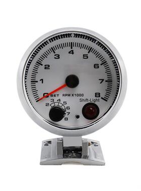 汽车改装仪表3.75寸0-8000RPM黑白面7彩背景灯光转速表电镀铬外圈
