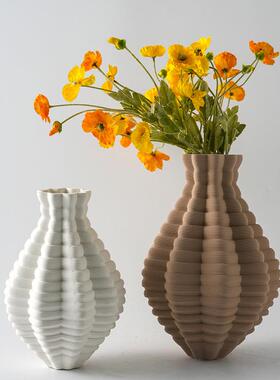 北欧摆件家居软装饰品简约3D打印白色陶瓷花瓶现代摆设桌面工艺品