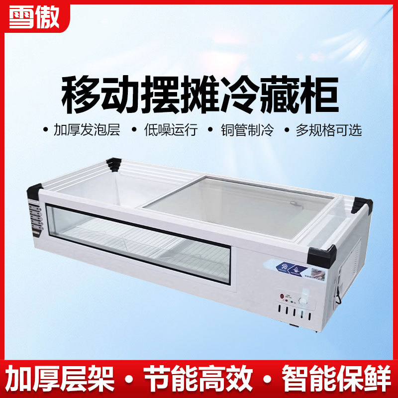 台式冷藏展示柜摆摊保鲜冷藏冷冻冰柜卧式烧烤展示柜移动摆摊冰箱